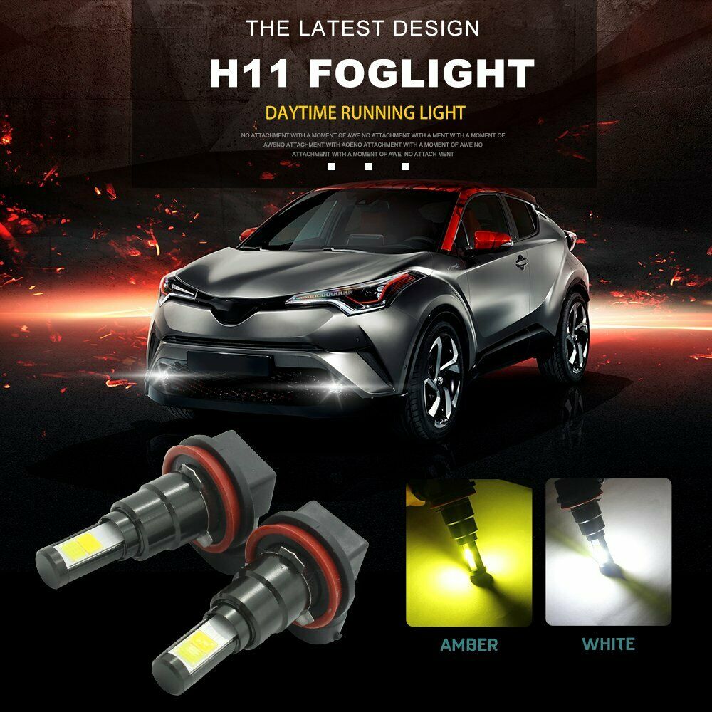 White Amber Switchback H8 H11 H9 Fanless LED Headlight Fog Light Bulbs Kit  Dual,LED Light